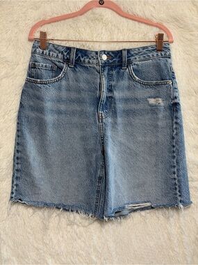 NoBo Womens Hi Rise Distressed Denim Bermuda Shorts Size 11 Light Wash Blue Jean